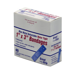 Blue Metal Detectable Water Tight Bandages 1" x 3" Strip, 40/box
