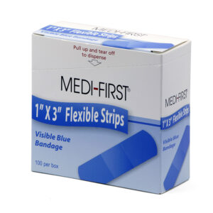 Visible Blue 1"x 3" Flexible Bandages, 100/bx