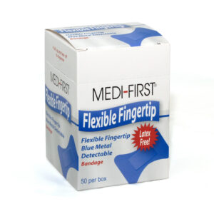 MF Blue Metal Detectable Woven Fingertip Bandages, 50/bx