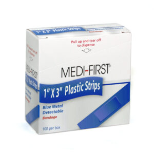 MF Blue Metal Detectable 1" x 3" Plastic Strips, 100/bx