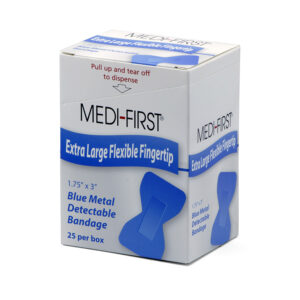 Blue Metal Detectable Flexible XL Fingertip Bandages, 25/bx